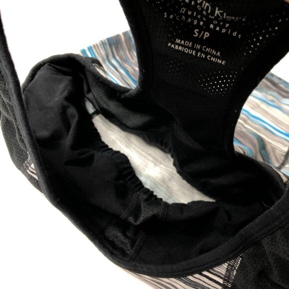 Calvin KLEIN Performance Quick Dry Blue Abstract Striped Racerback Active Tank - Picture 5 of 7